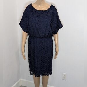 ROZ&ALI Navy Blue Lace Crochet Dress Size 8